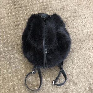 Rebecca Minkoff Black Faux Fur Backpack